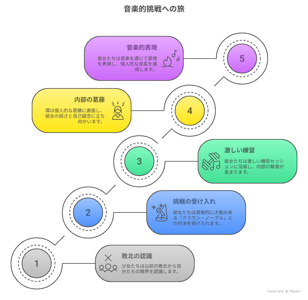 対バンでのメンバーの挑戦と成長を表した図