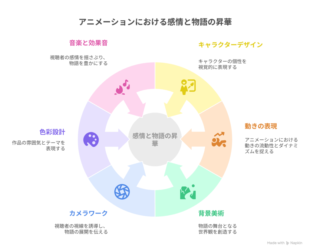 [作画と演出の積み重ね] → [感情と物語の昇華]