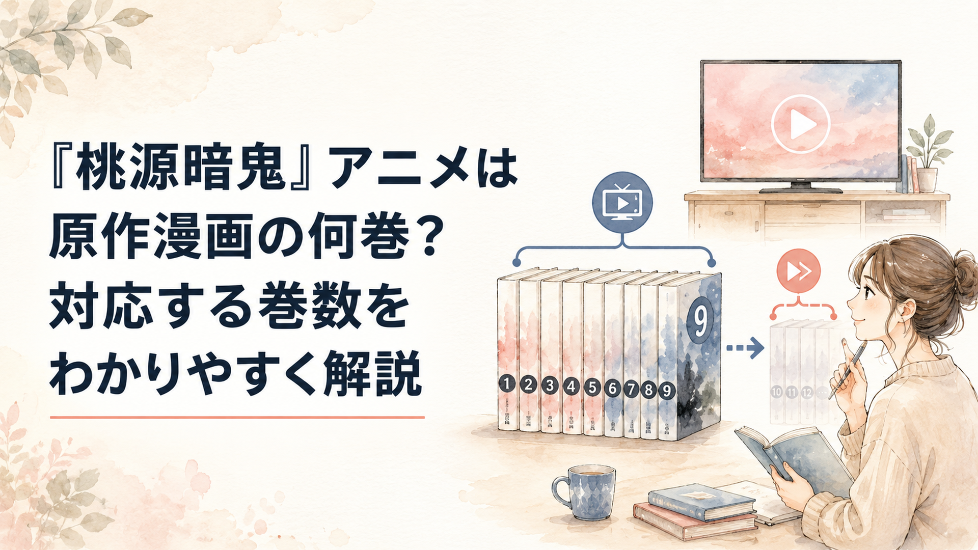 『桃源暗鬼』アニメ第1期が原作漫画9巻まで進み第二期へつながる巻数を確認するイメージ