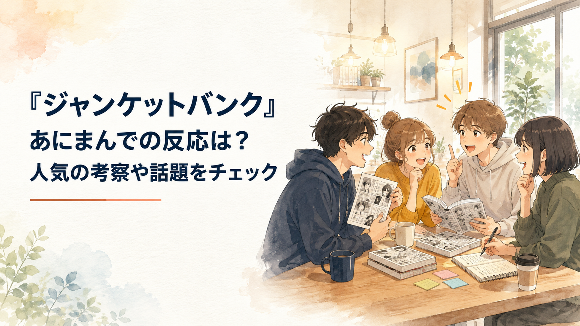 『ジャンケットバンク』の最新話やキャラクター考察について楽しそうに語り合う漫画ファンたち